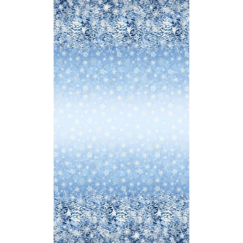 Northcott Fabrics - All That Glitters, Snow Double Border Ombre with Glitter, Blue || SOLD BY THE HALF YARD