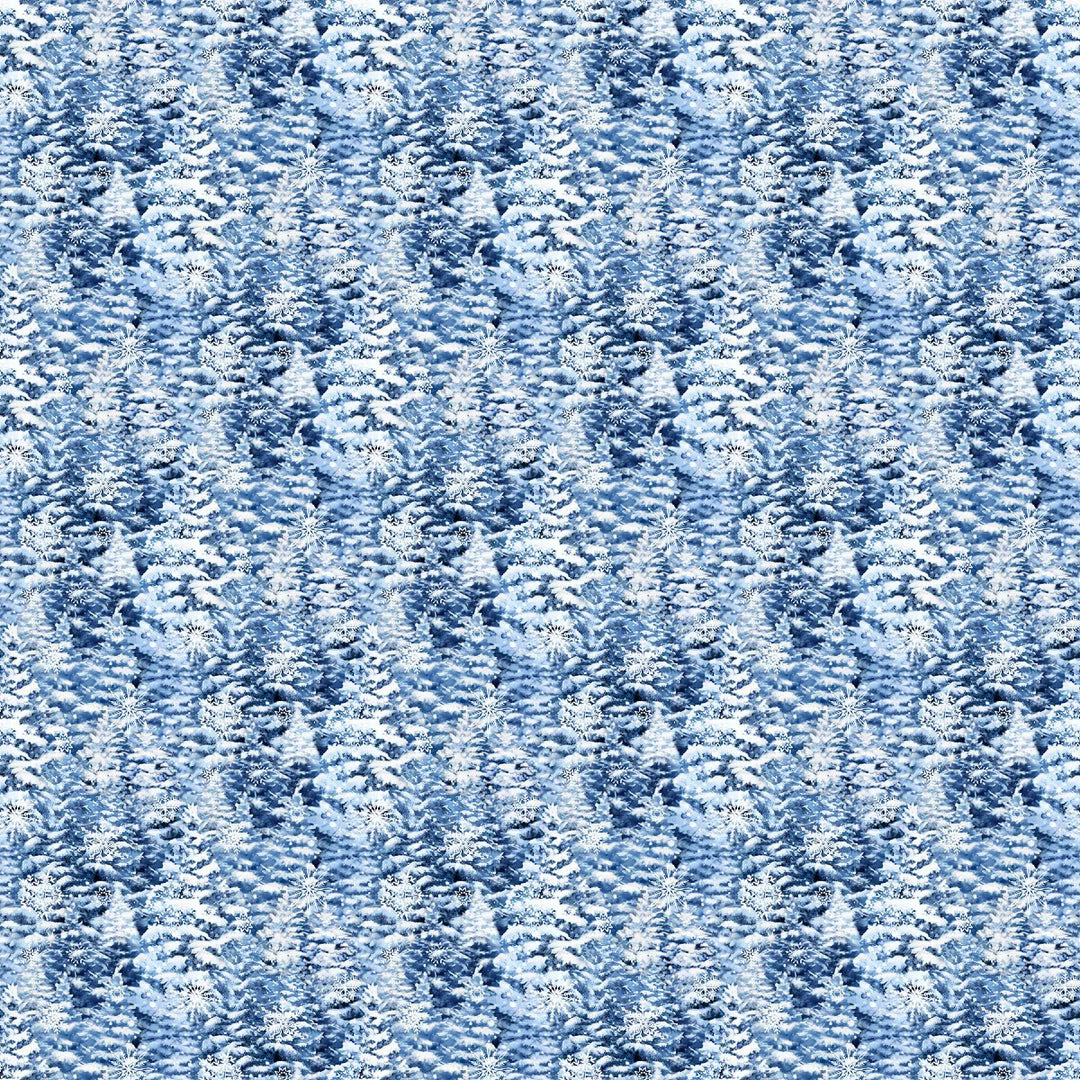 Northcott Fabrics - All That Glitters, Trees, Blue || SOLD BY THE HALF YARD