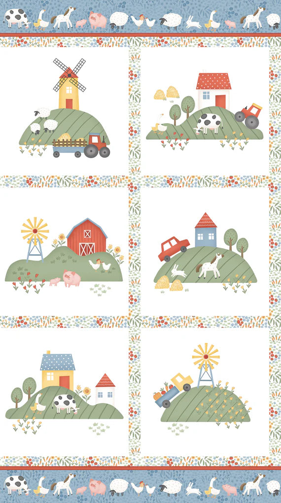 Northcott Farbics - Quack Quack Moo, Blocks Panel 24" x 43"