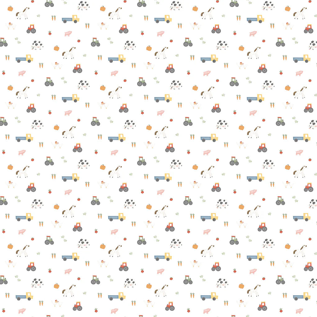 Northcott Fabrics - Quack Quack Moo, Mini Farm, White Multi || SOLD BY THE HALF YARD
