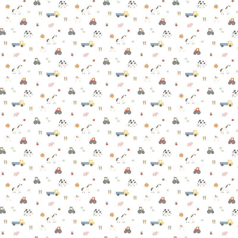 Northcott Fabrics - Quack Quack Moo, Mini Farm, White Multi || SOLD BY THE HALF YARD