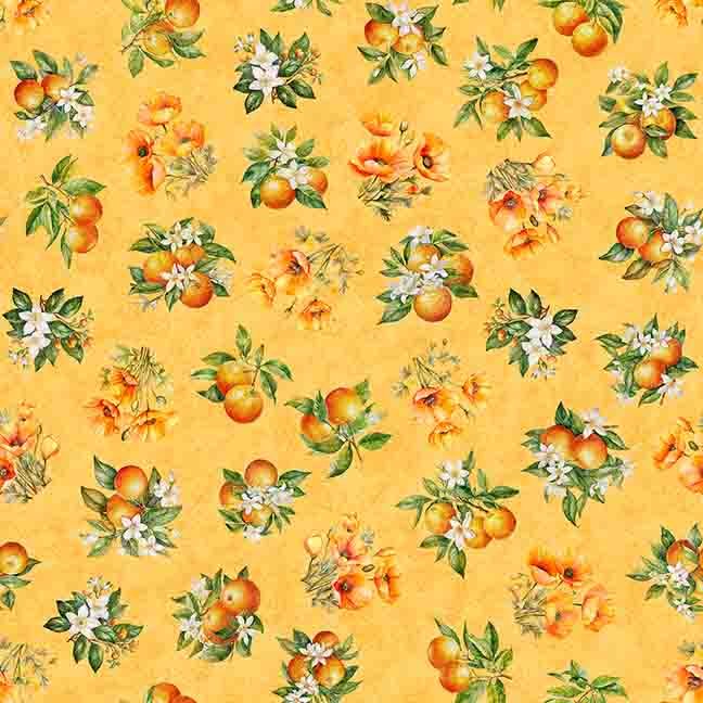 Quilting Treasures Fabric - California Dreaming, Orange Toss, Papaya || SOLD BY THE HALF YARD