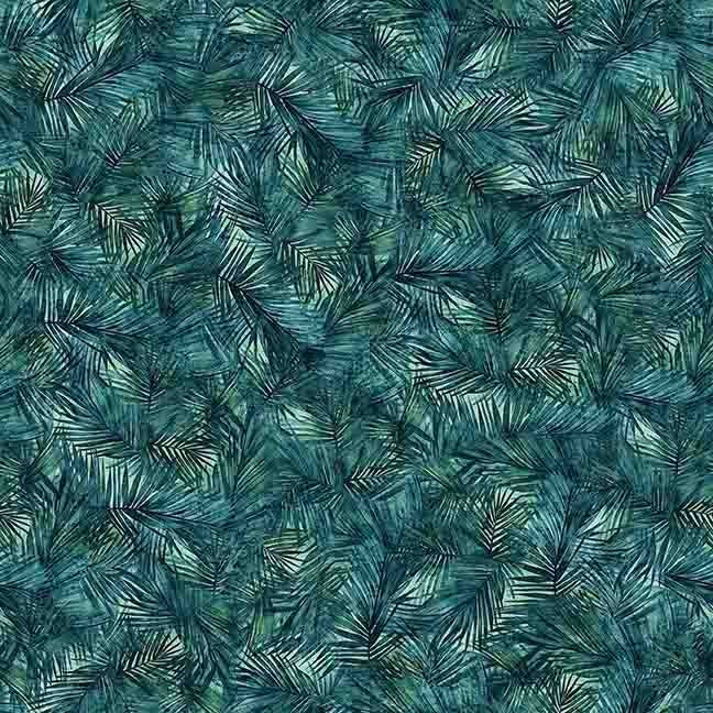 Quilting Treasures Fabric - California Dreaming, Palms, Teal || SOLD BY THE HALF YARD