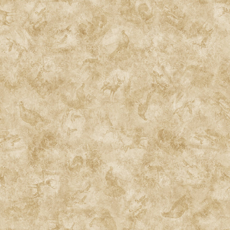 Quilting Treasures Fabric - Forest, Field and Streams, Wildlife Tonal, Wheat || SOLD BY THE HALF YARD
