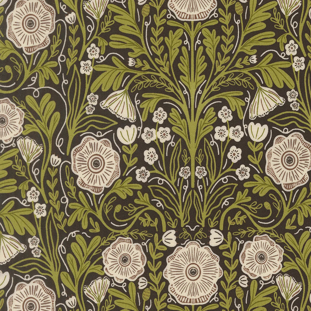 Moda Fabrics - The Henhouse, Poppy Florals, Iron || SOLD BY THE HALF YARD