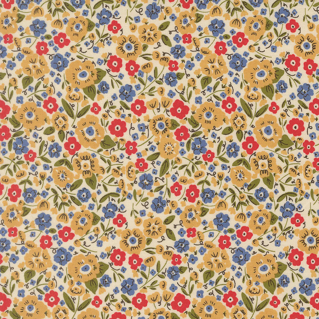 Moda Fabrics - The Henhouse, Calico Small Floral, Tomato || SOLD BY THE HALF YARD