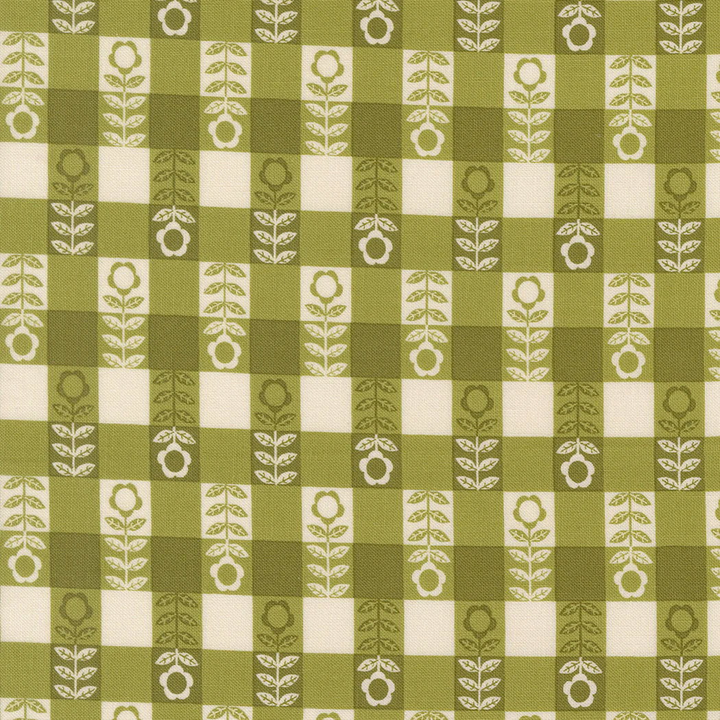 Moda Fabrics - The Henhouse, Flower Plaid Checks and Plaids Gingham, Grass || SOLD BY THE HALF YARD