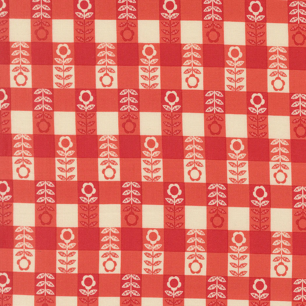 Moda Fabrics - The Henhouse, Flower Plaid Checks and Plaids Gingham, Barn || SOLD BY THE HALF YARD