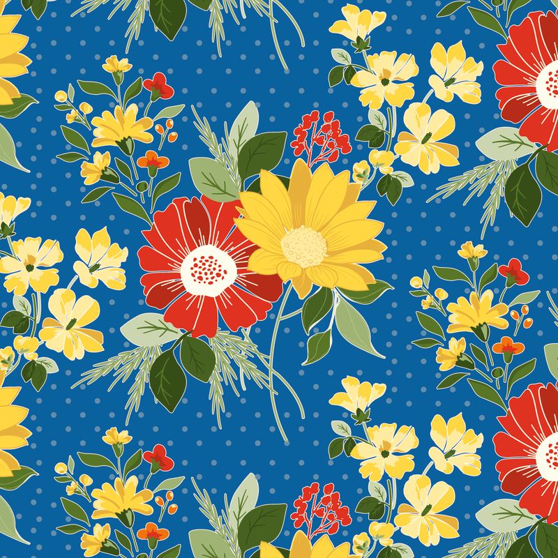 Riley Blake Designs - Summer's in Town, Main Blue || SOLD BY THE HALF YARD
