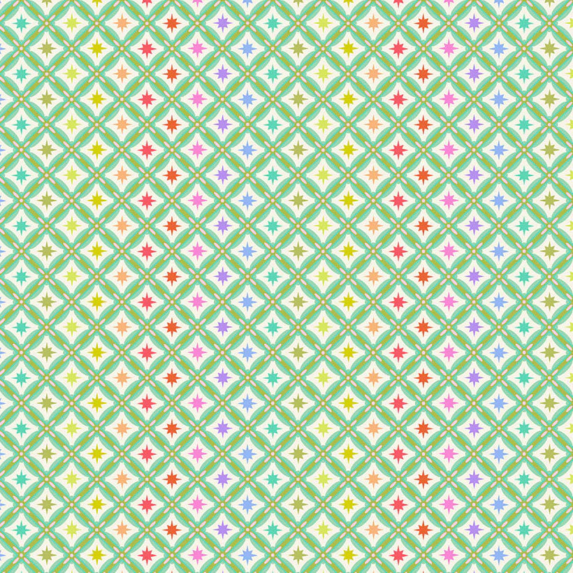 Free Spirit Fabrics - Tula Pink, ROAR!, Stargazer, Mint || SOLD BY THE HALF YARD