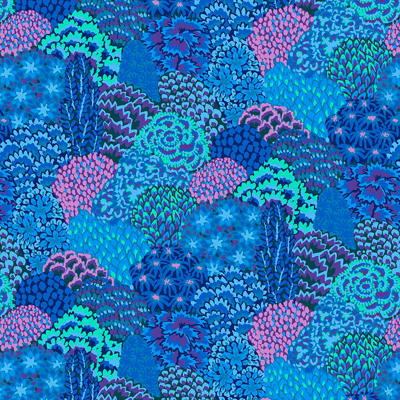Free Spirit Fabrics - Kaffe Fassett Collective 85 & Fabulous, Lg Oriental Trees, Blue || SOLD BY THE HALF YARD