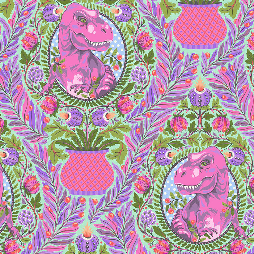 Free Spirit Fabrics - Tula Pink, ROAR!, Tree Rex, Mist || SOLD BY THE HALF YARD