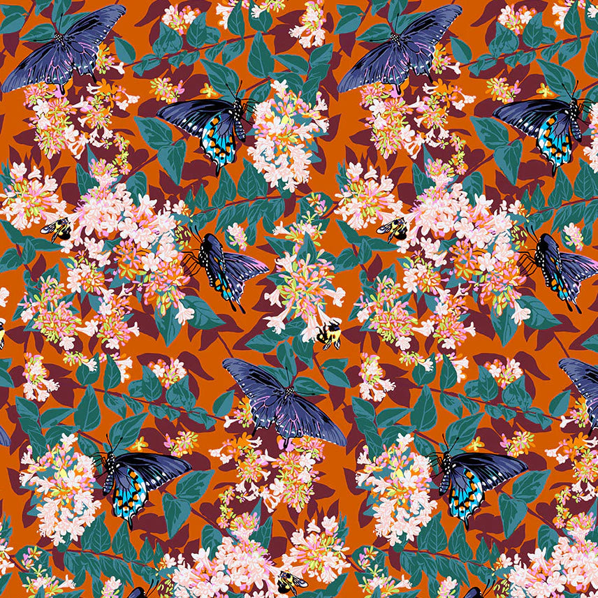 Free Spirit Fabrics - Our Fair Home, Neighborly, Rust || SOLD BY THE HALD YARD