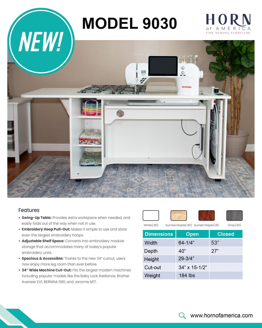 Horn Model 9030 Sewing/Embroidery Cabinet