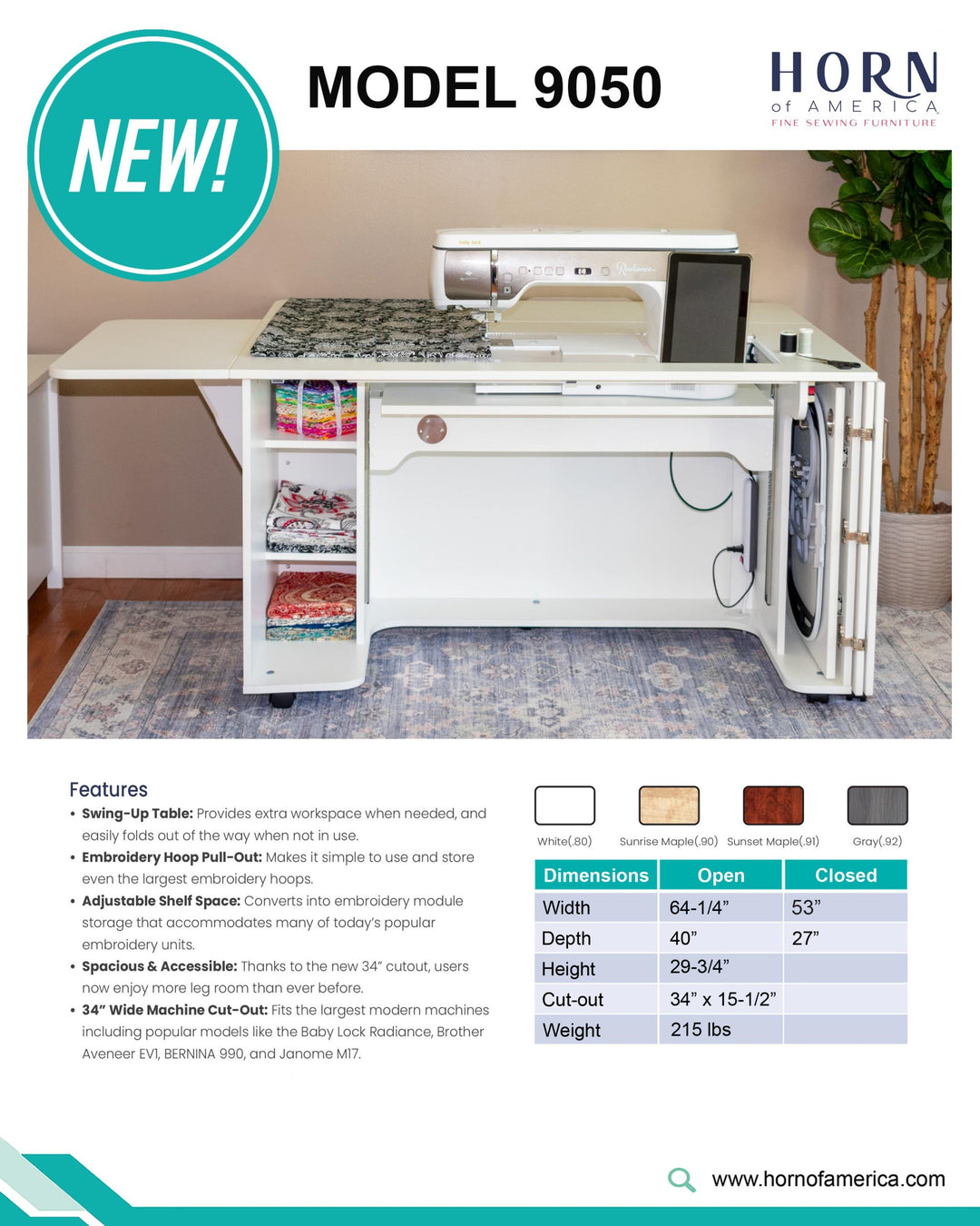 Horn Model 9050 Sewing/Embroidery Cabinet