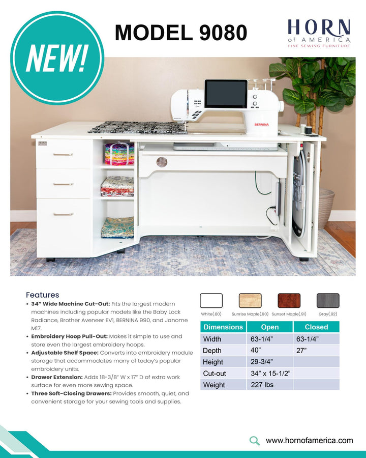 Horn Model 9080 Combo - Sewing/Embroidery Cabinet