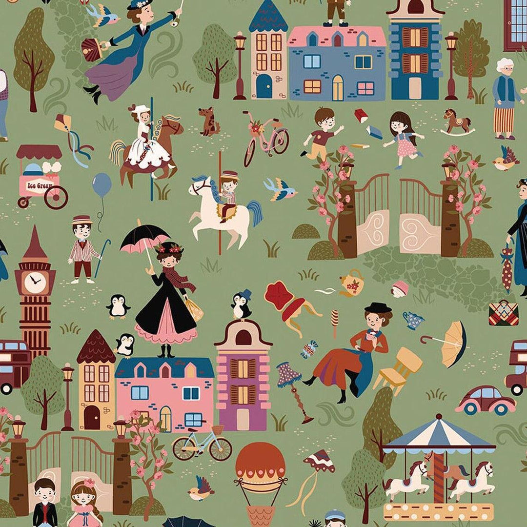 Riley Blake Designs - A Spoonful of Sugar, Cherry Tree Lane, Grass || SOLD BY THE HALF YARD