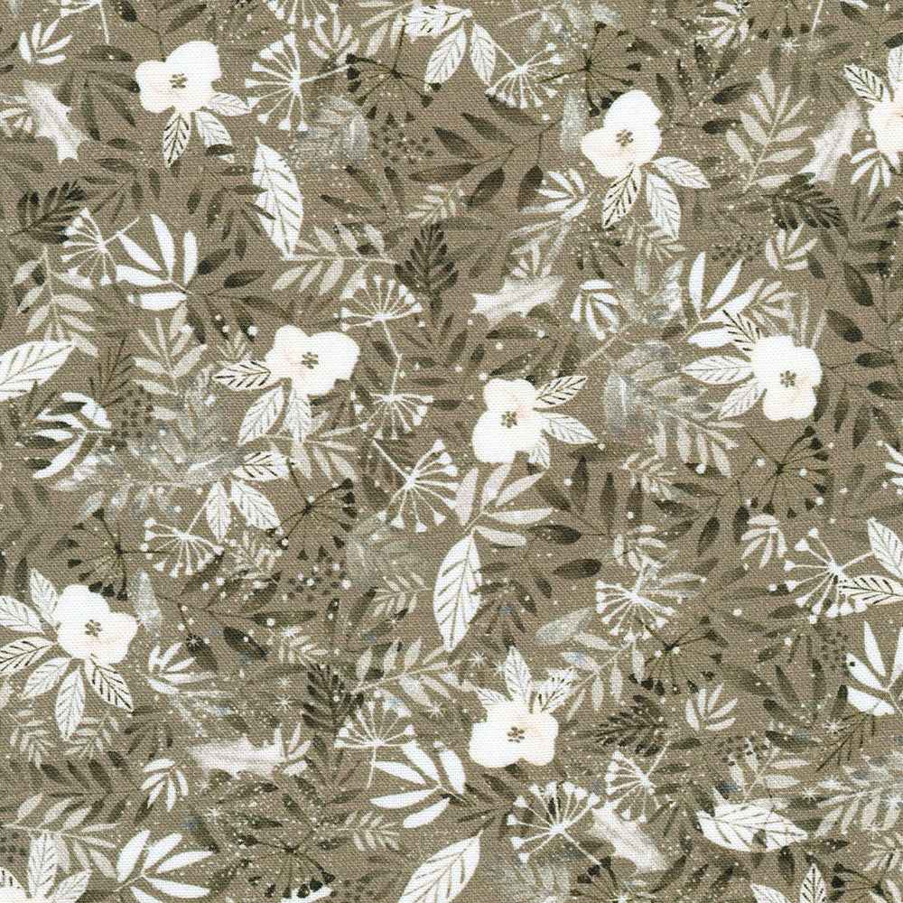 Robert Kaufman Fabrics - Snowy Fable, Floral, Taupe || SOLD BY THE HALF YARD