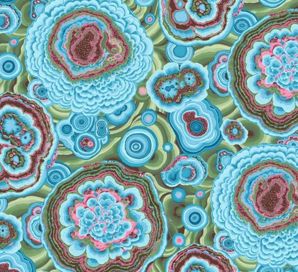 Free Spirit Fabrics - Kaffe Fassett Collective February 2022, Agate, Turquoise || SOLD BY THE HALF YARD