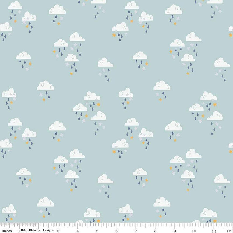 Riley Blake Designs - Twinkle Little Star, Dream Skies, Mist || SOLD BY THE HALF YARD