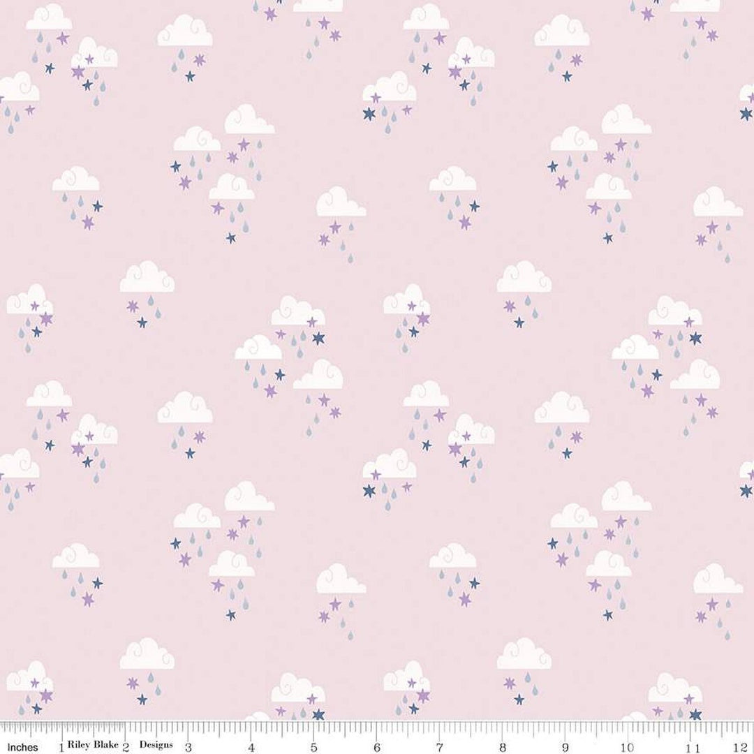 Riley Blake Designs - Twinkle Little Star, Dream Skies, Pink || SOLD BY THE HALF YARD