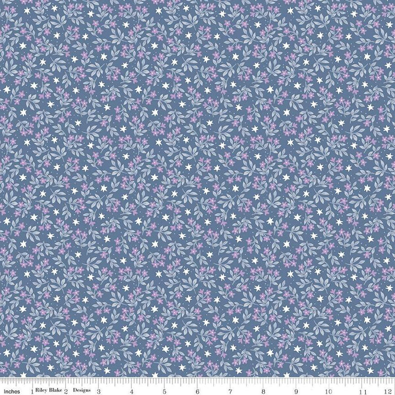 Riley Blake Designs - Twinkle Little Star, Jasmine Stars, Denim || SOLD BY THE HALF YARD