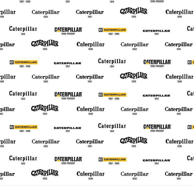 Riley Blake Designs - Caterpillar 100 Years, Vintage Logos, White || SOLD BY THE HALF YARD