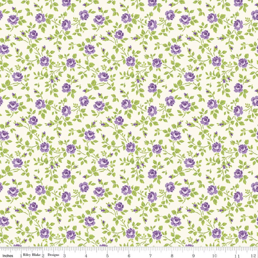Riley Blake Designs - Hydrangeas in the Garden, Tossed Floral, Cream || SOLD BY THE HALF YARD