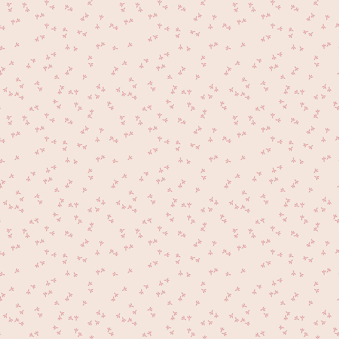 Riley Blake Designs - Farmer's Daughter, Chicken Tracks Background Tea Rose || SOLD BY THE HALF YARD