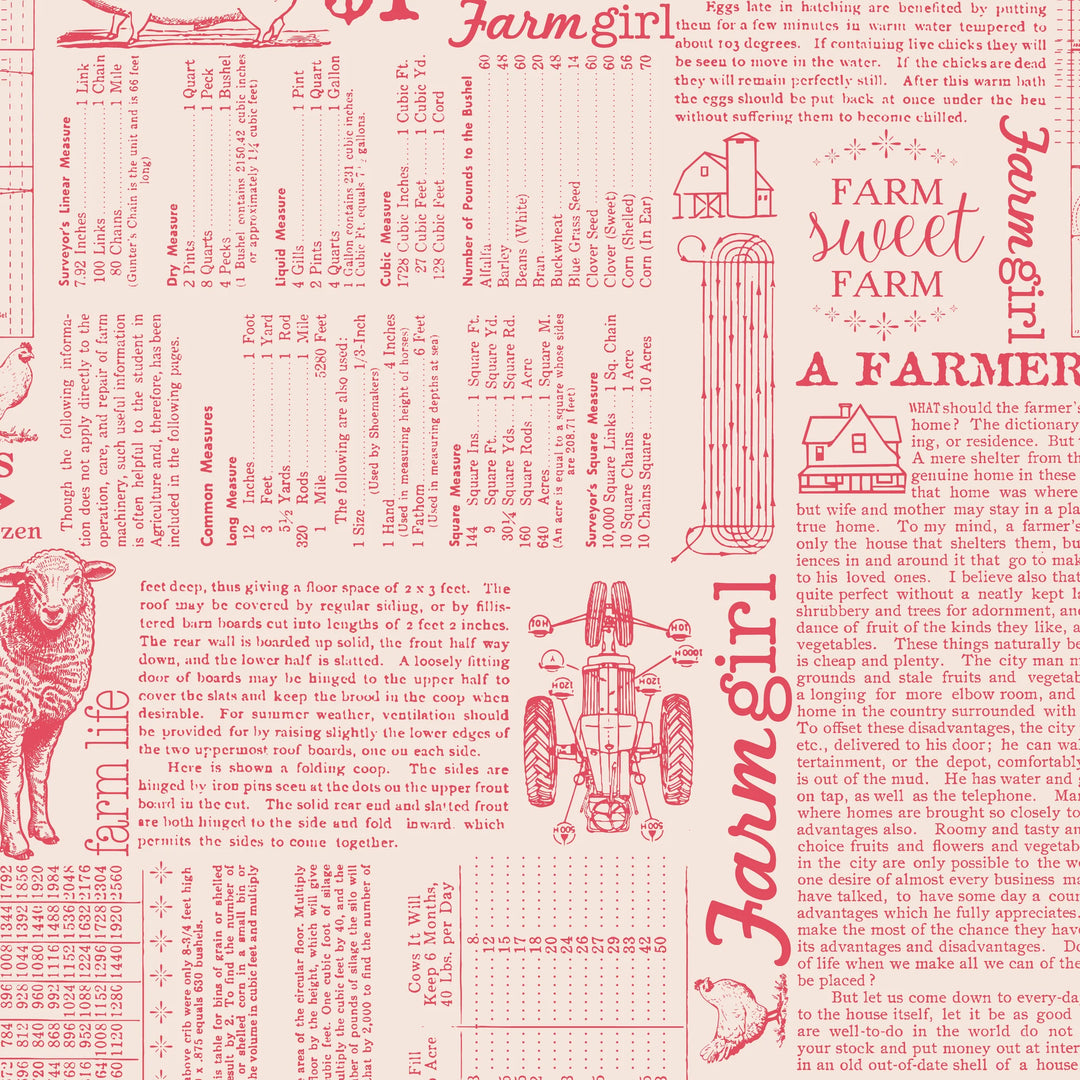 Riley Blake Designs - Farmer's Daughter, Farm Life Background Tea Rose || SOLD BY THE HALF YARD