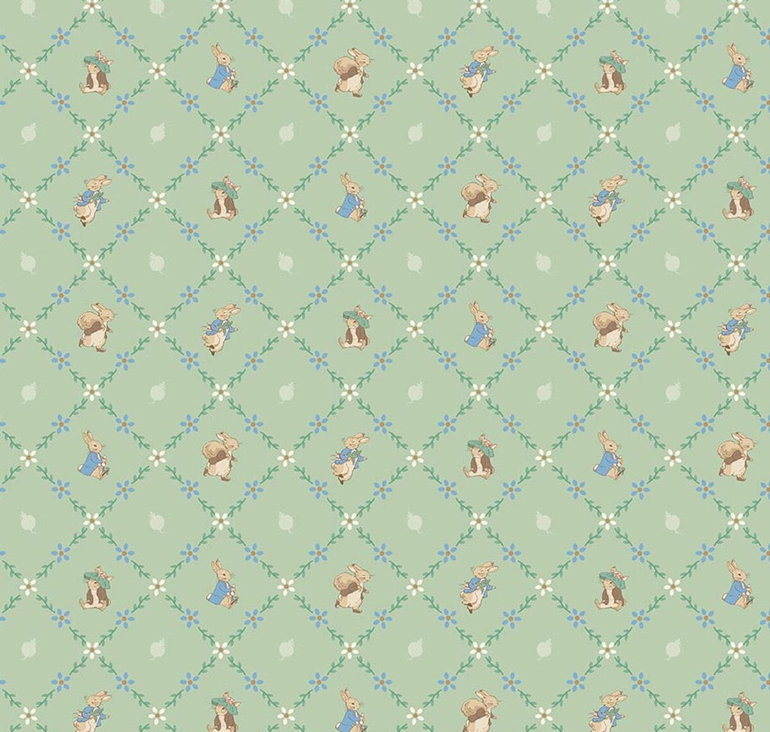 Riley Blake Designs - Peter Rabbit and Benjamin Bunny, Lattice Green || SOLD BY THE HALF YARD