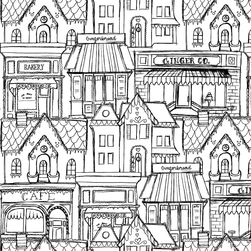 Riley Blake Designs - Gingerbread, Village, White || SOLD BY THE HALF YARD