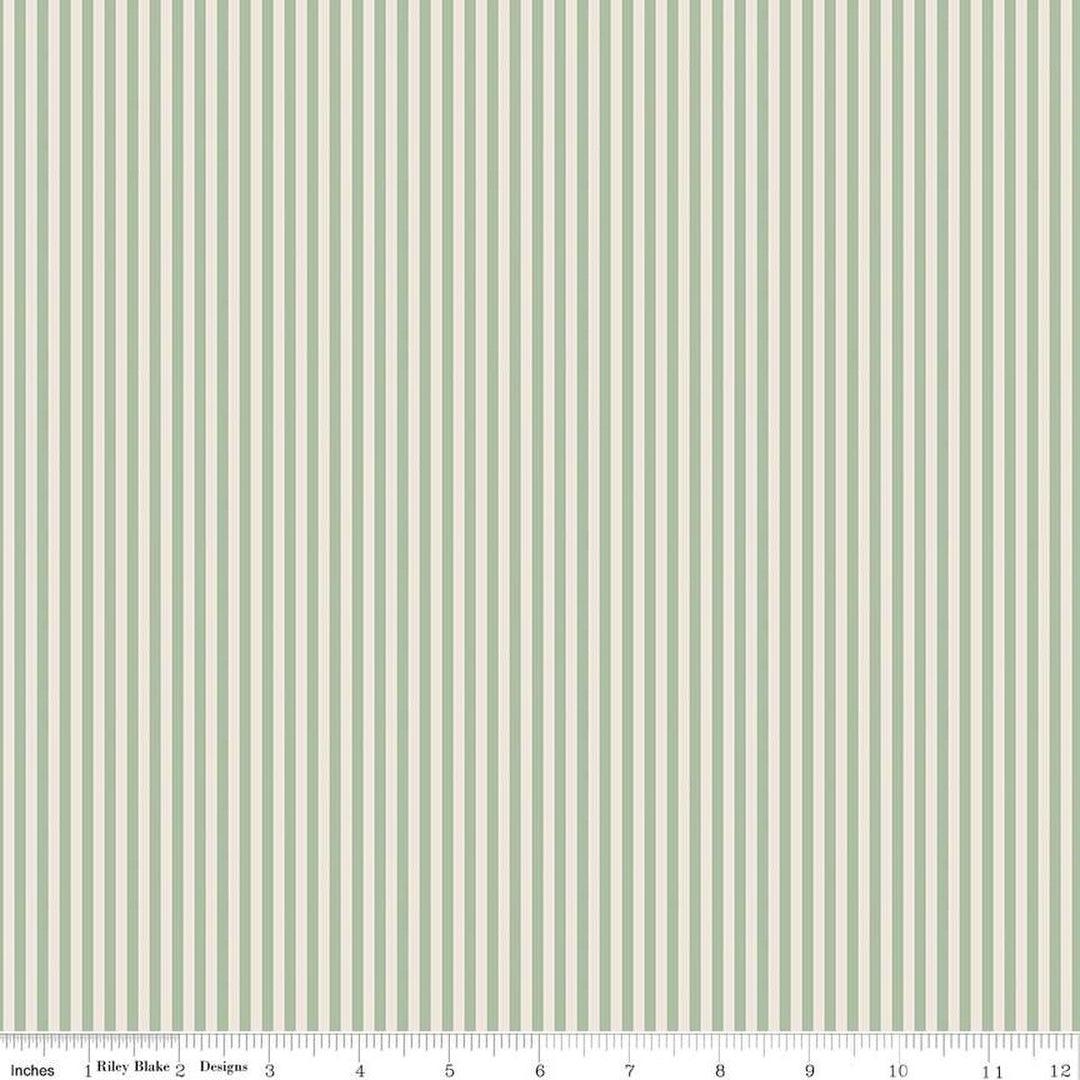 Riley Blake Designs - 1/8" Stripes on Ivory Sage || SOLD BY THE HALF YARD