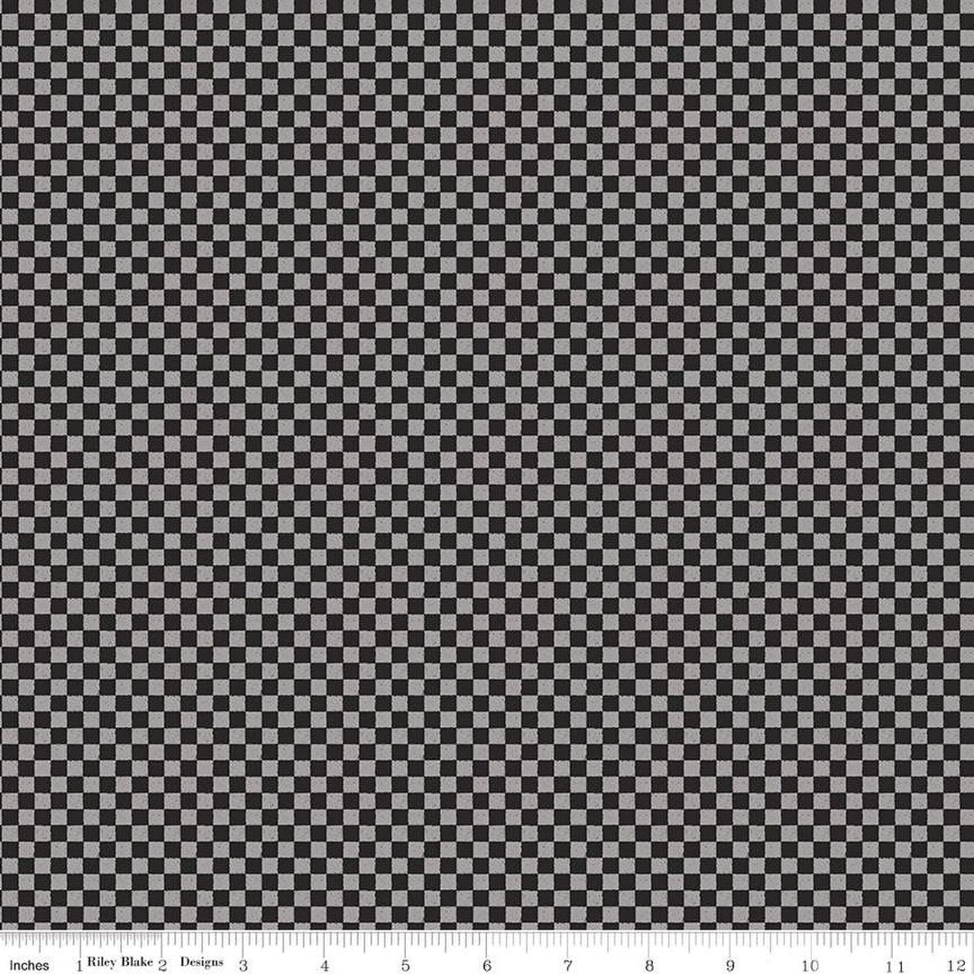 Riley Blake Designs - Check Please!, 1/4" Tone-on-Tone Check Black || SOLD BY THE HALF YARD