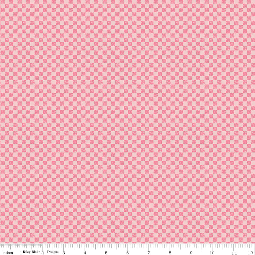 Riley Blake Designs - Check Please!, 1/4 " Tone-on-Tone Check Sugar Pink || SOLD BY THE HALF YARD
