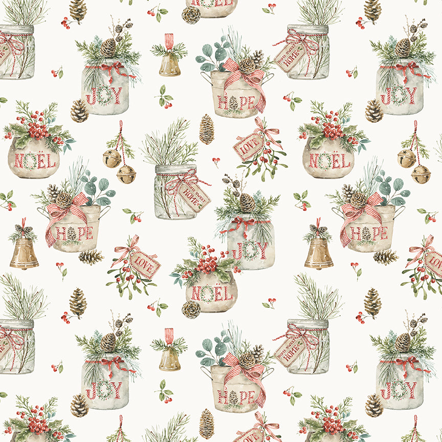 Riley Blake Designs - Holiday Spirit, Main, Cream || SOLD BY THE HALF YARD