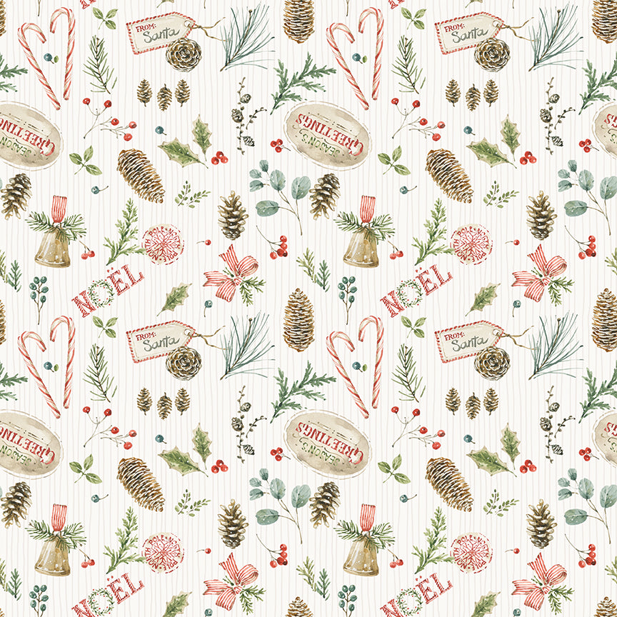 Riley Blake Designs - Holiday Spirit, Christmas Toss, Cream || SOLD BY THE HALF YARD
