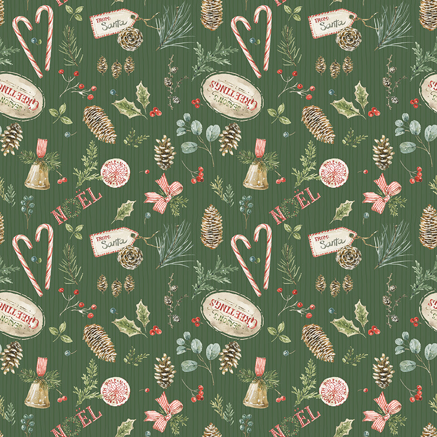Riley Blake Designs - Holiday Spirit, Christmas Toss, Green || SOLD BY THE HALF YARD