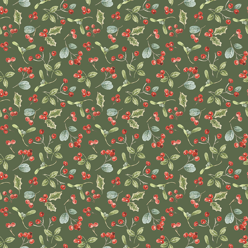 Riley Blake Designs - Holiday Spirit, Berries, Green || SOLD BY THE HALF YARD