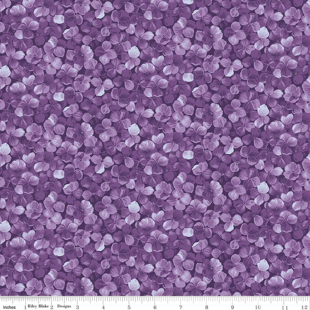 Riley Blake Designs - Hydrangeas in the Garden, Allover Floral, Purple Pearl || SOLD BY THE HALF YARD