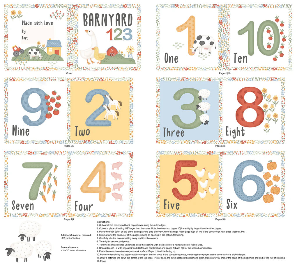 Northcott Fabrics - Quack Quack Moo, Book Panel 36" x 43"