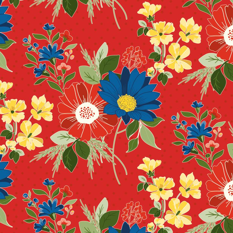 Riley Blake Designs - Summer's in Town, Main Red || SOLD BY THE HALF YARD