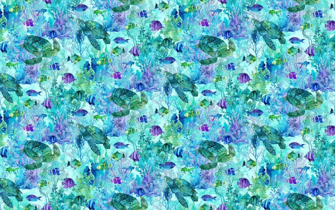 Northcott - Coral Reef, Turtle and Fish || SOLD BY THE HALF YARD