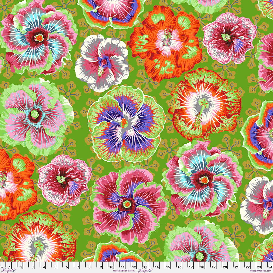 Free Spirit Fabrics - Kaffe Fasset Collective August 2023, Floating Hibiscus, Green