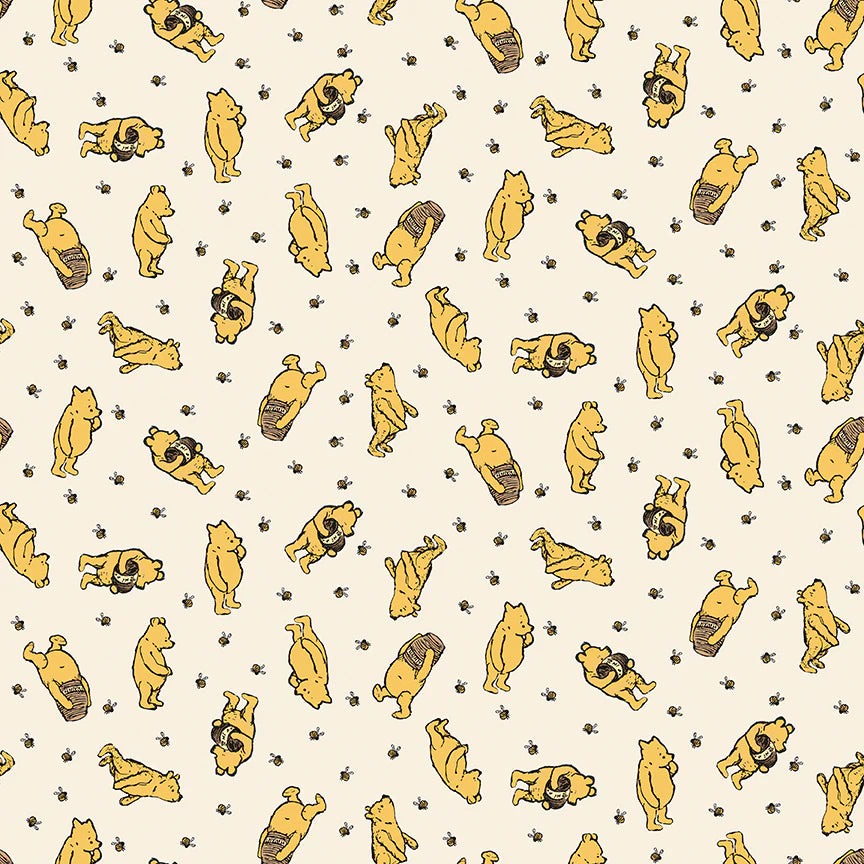 Riley Blake Designs - Winnie the Pooh Toss, Cream, FLANNEL || SOLD BY THE HALF YARD