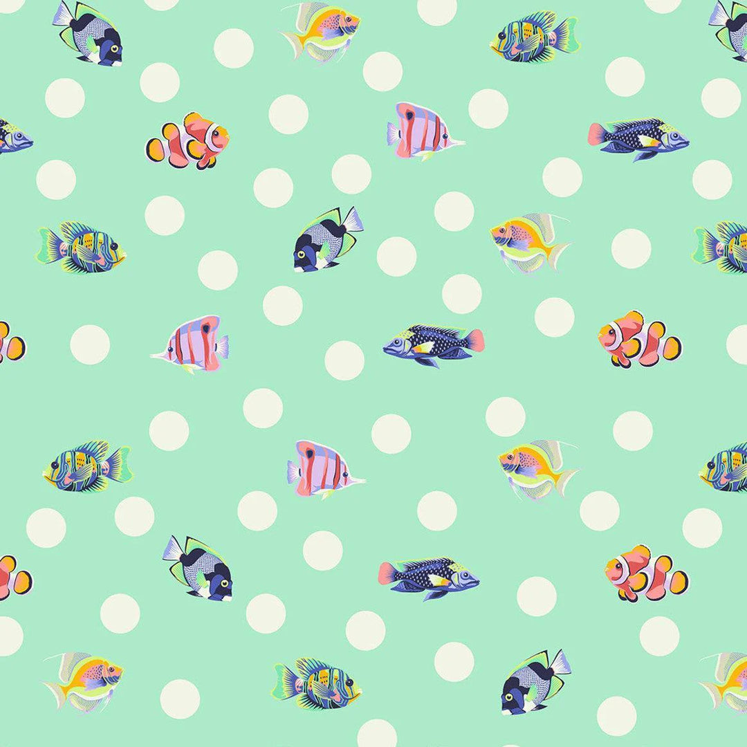 Free Spirit Fabrics - Floral Reef, School Crossing, Seafoam || SOLD BY THE HALF YARD