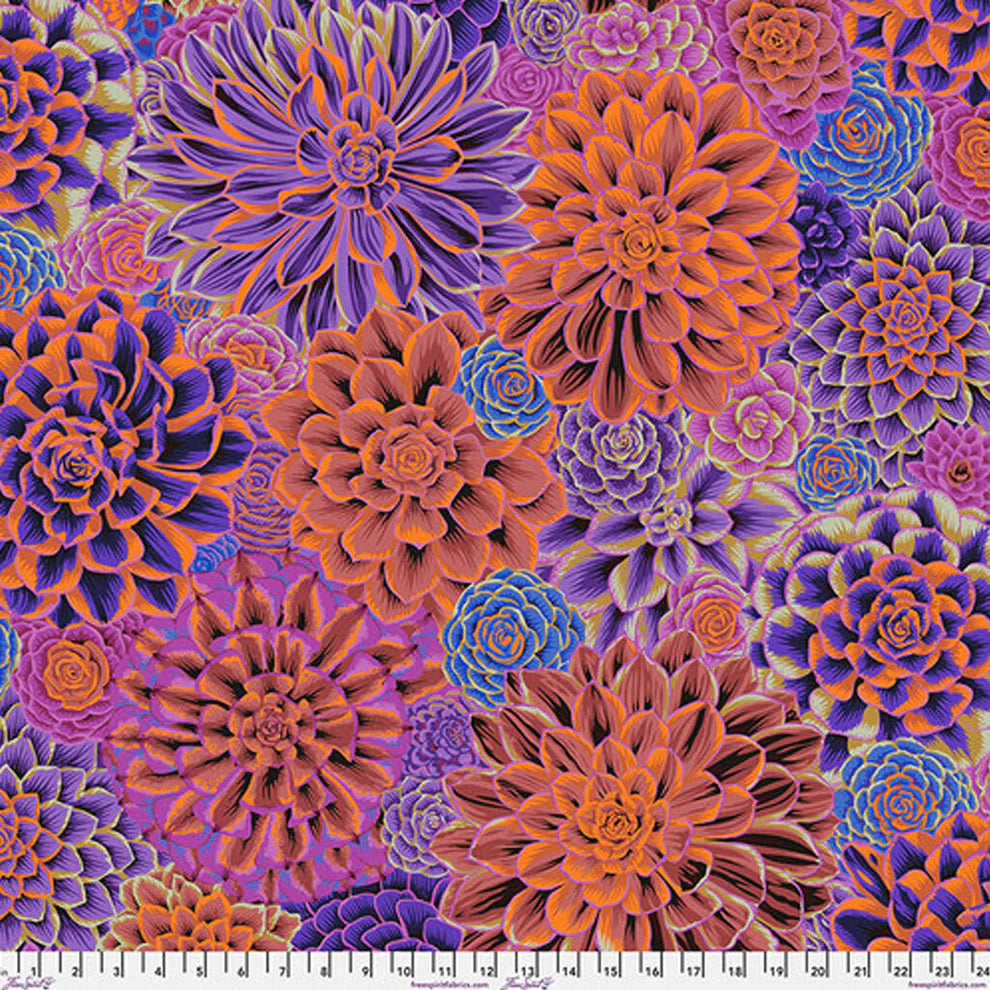 Free Spirit Fabrics - Kaffe Fassett Collective February 2025, House Leeks, Purple || SOLD BY THE HALF YARD