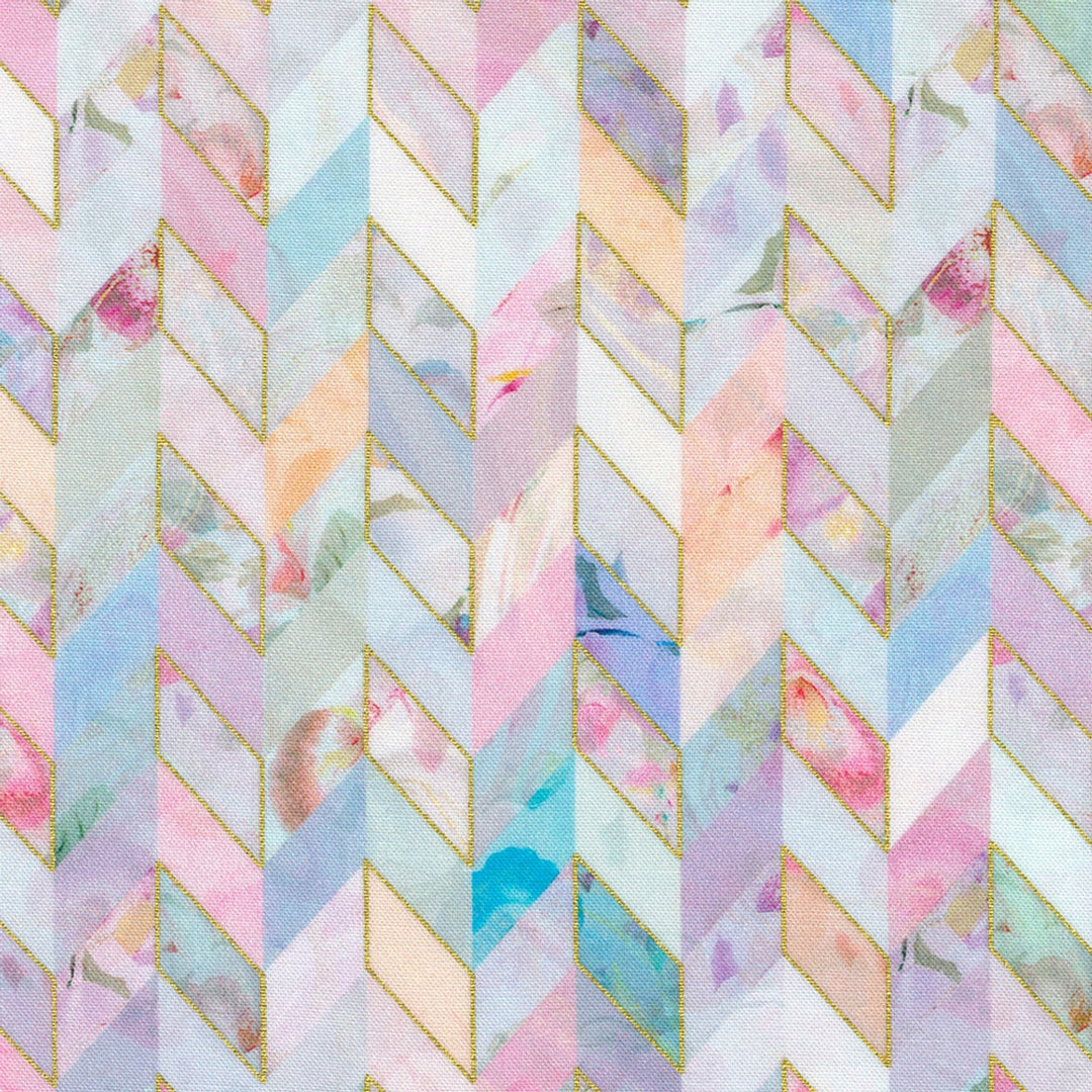 Robert Kaufman Fabrics - Golden Vibes, Pastel Marble Chevron || SOLD BY THE HALF-YARD
