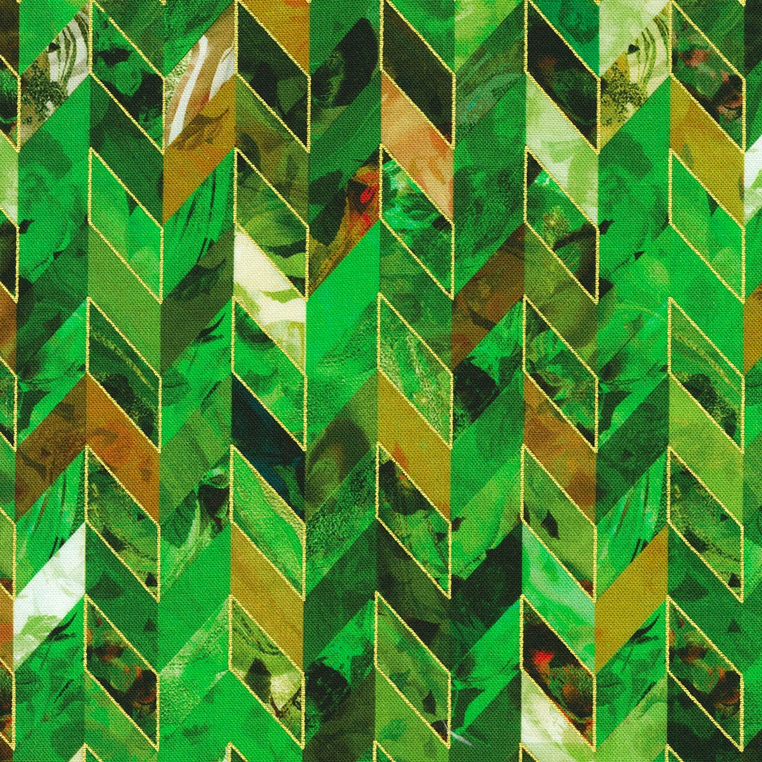 Robert Kaufman Fabrics - Golden Vibes, Palm Marble Chevron || SOLD BY THE HALF-YARD