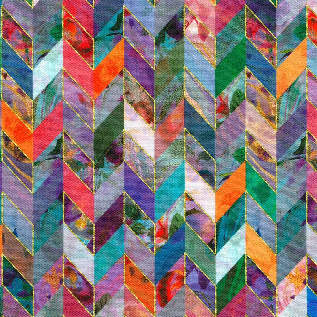 Robert Kaufman Fabrics - Golden Vibes, Lakspur Marble Chevron || SOLD BY THE HALF-YARD